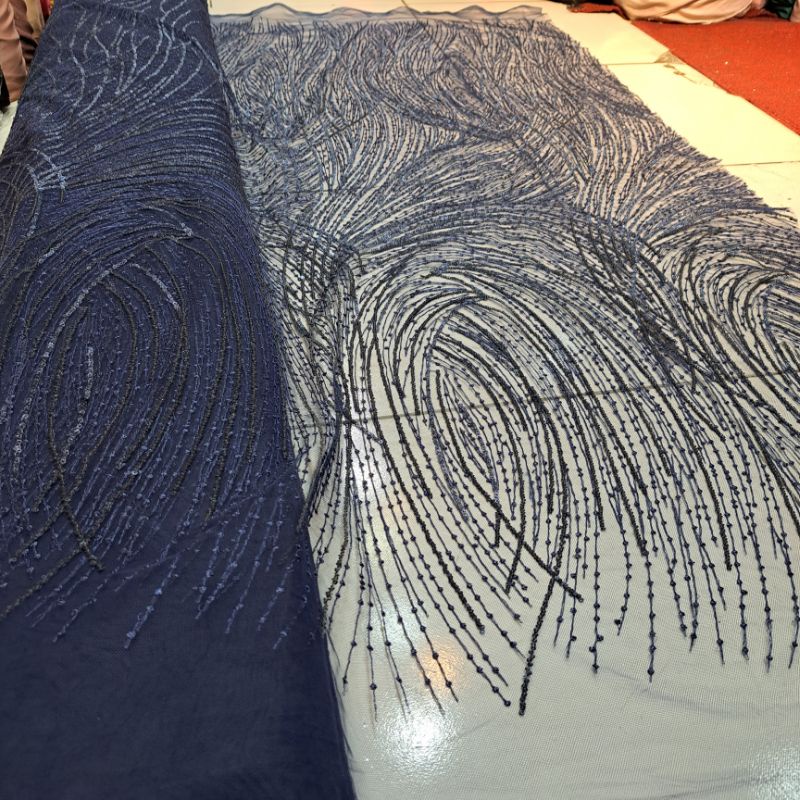 (COD) bahan kain tulle gracilaria full payett/kain tille payet gracilaria mewah/salur payet