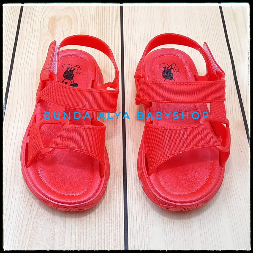 Sandal Anak Perempuan Lentur Usia 3 4 5 6 7 Tahun Anti Licin - Sendal Anak Cewek Tali MERAH Alas Karet Size 24 - 35