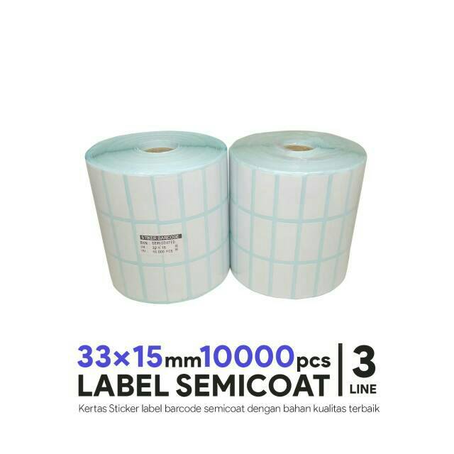 

Label Barcode Semicoat 33x15mm 3line 10.000 Kertas Stiker Label Harga | TetraKita