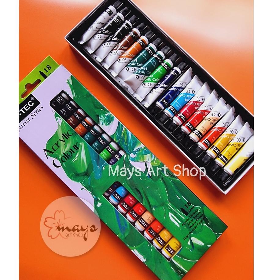 

((BISA COD)) Cat Akrilik Set 18 Warna V-Tec / Cat Lukis Kanvas - Acrylic Paint Color V Tec 6ml / Acrilic Colour 18x6 ml - 12 x 6 ml Vtec