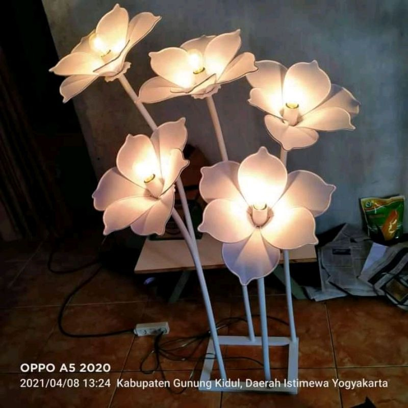 kelopak kap lampu dekorasi bunga sakura tanpa tiang