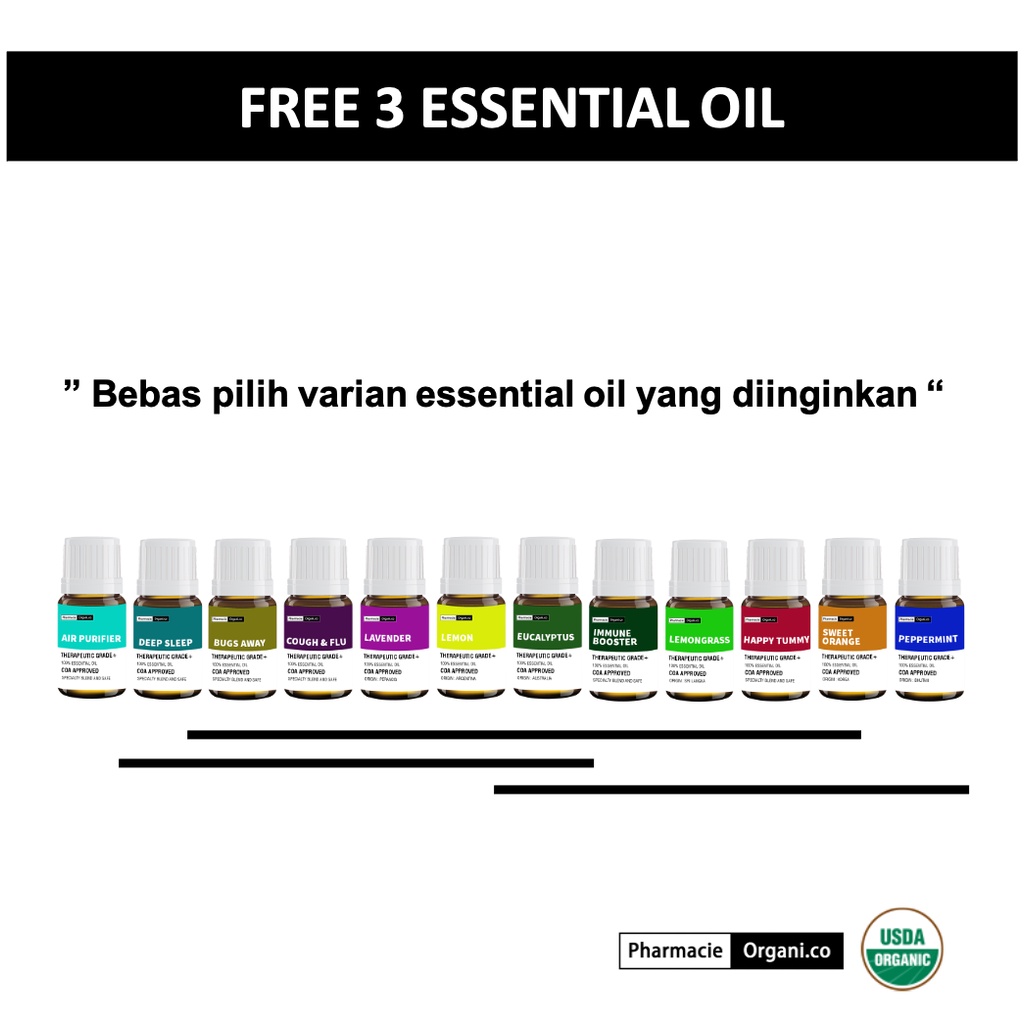 Paket Diffuser 500 ml FREE 3 Essential Oil 10 ml by Pharmacie Organico-3