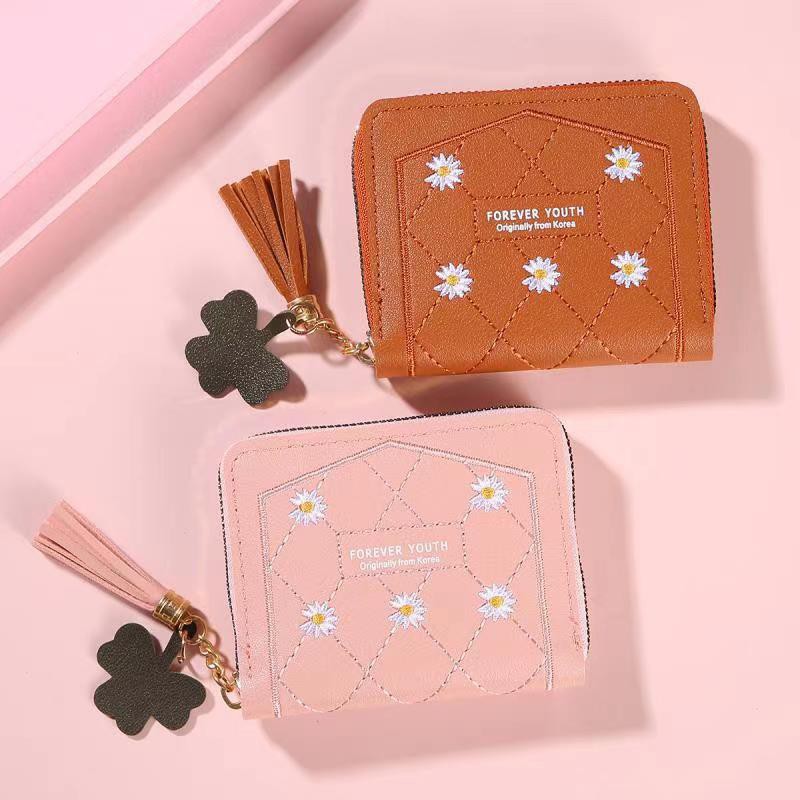 (Fy)Dompet Wanita Dompet Koin/uang kertas  Dompet pendek  Motif Bunga realpict