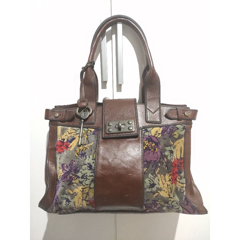 Fossil Weekender Floral Vintage Preloved Top Handle Bag