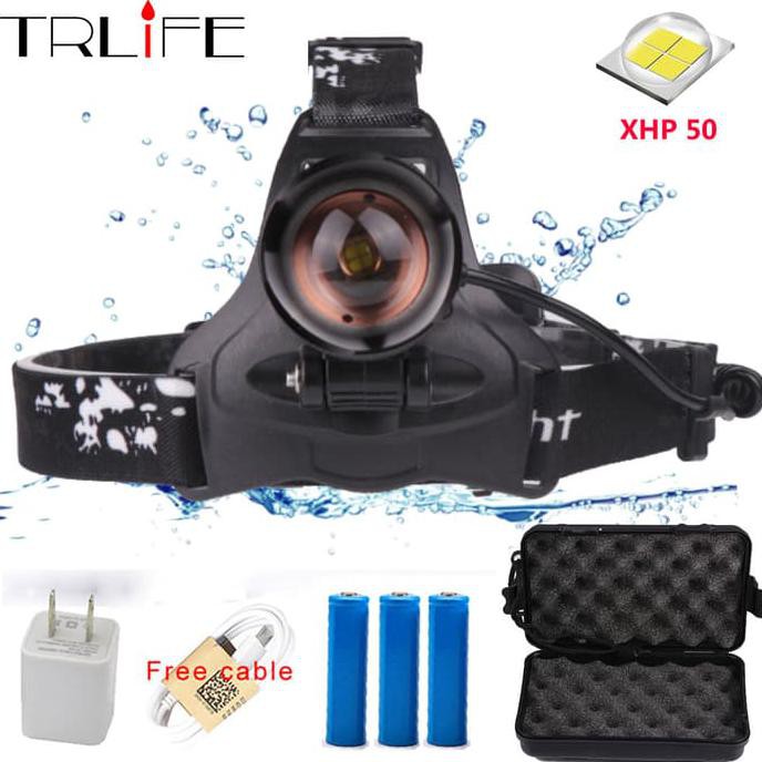 40 W Chip XHP50 Lampu LED 40000Lum LED Lampu Depan Zoom Head Lamp | Senter