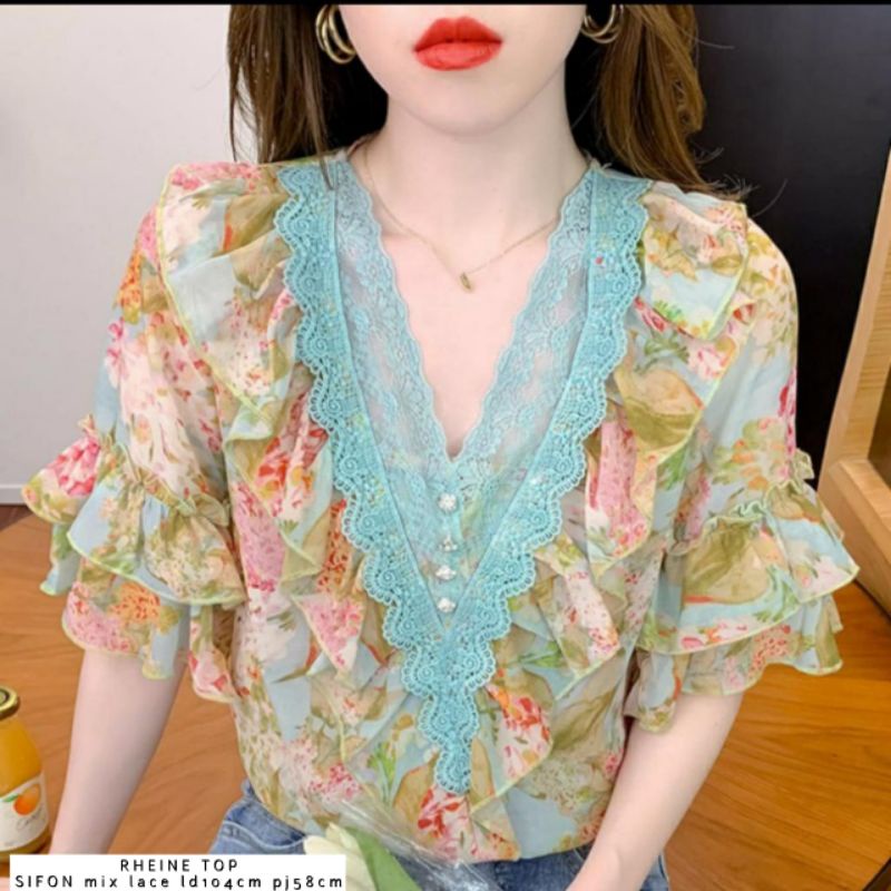 RHEINE TOP atasan wanita motif bunga model korea