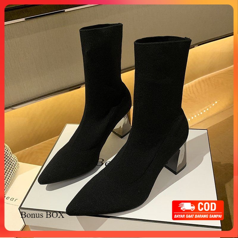 [ ORIGINAL IMPORT ] Sepatu Boots Heels Korea Wanita Import Premium Quality SI 9019