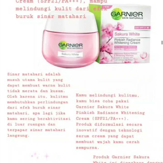 GARNIER SAKURA WHITE DAY CREAM 50ML SPF 21 (KEMASAN POT BSR)