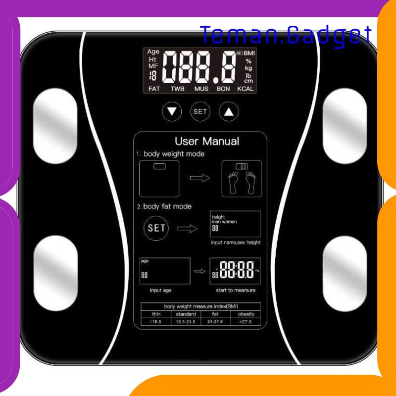 TG-FE332 TAFFWARE DIGIPOUNDS TIMBANGAN BADAN HEALTH SCALE 180KG RECHARGEABLE