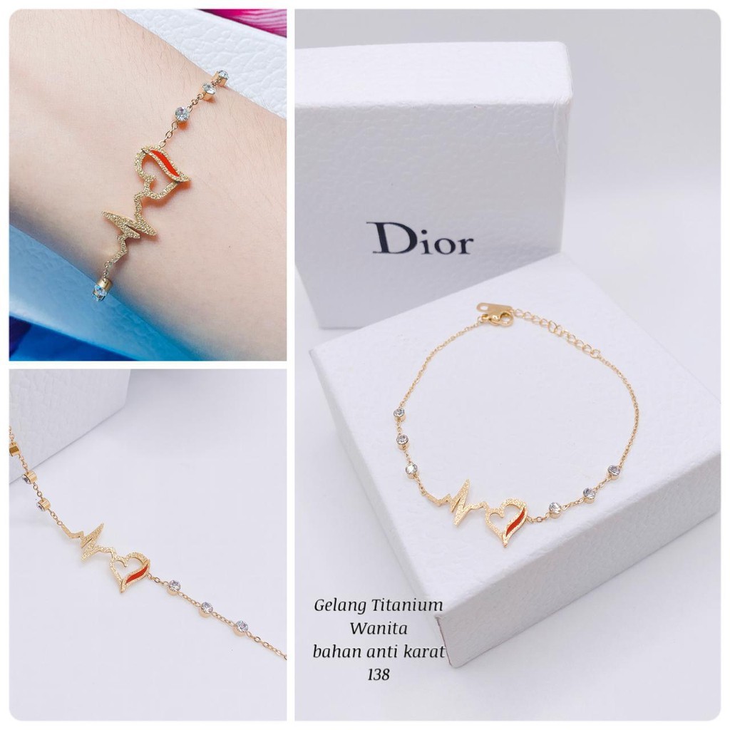 COD! gelang titanium anti karat/ gelang tangan wanita heart / gelang tangan hati import