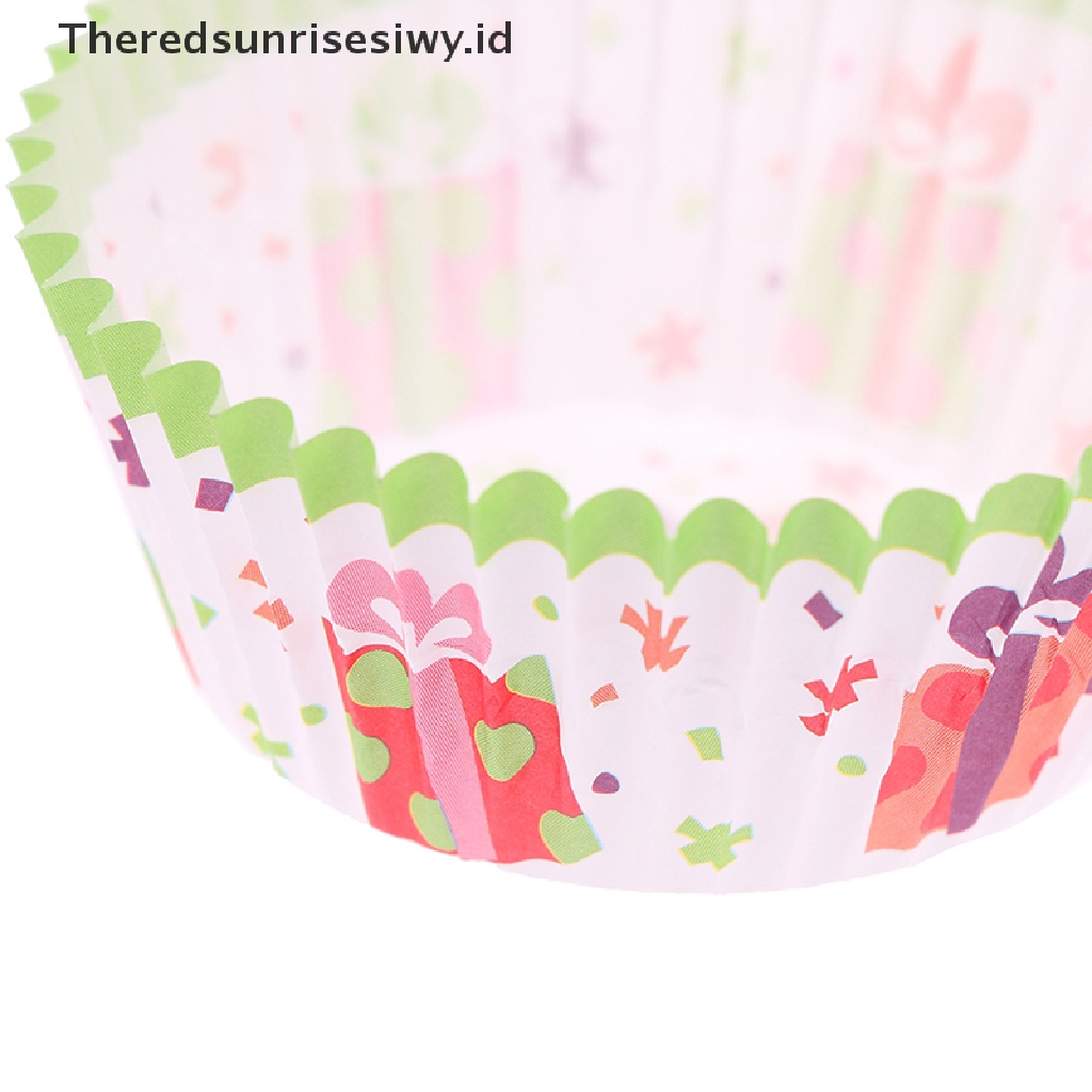 # Alat Rumah Tangga # 100 Pcs Cup Liner Cupcake Muffin Desain Natal Untuk Baking