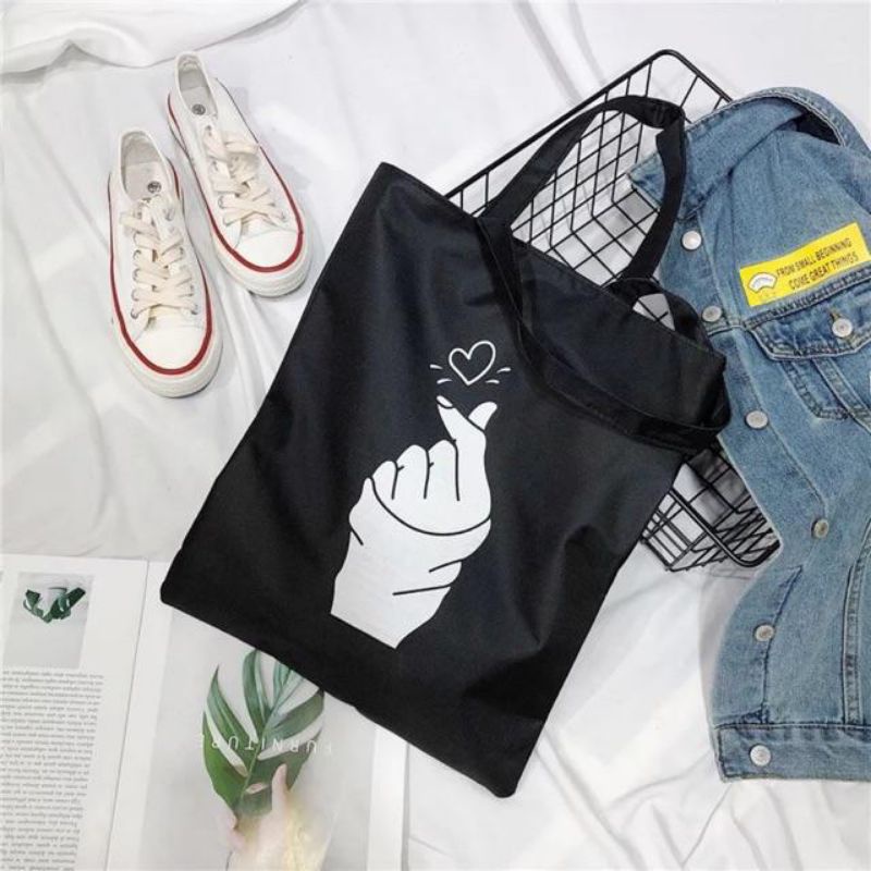 Totebag Wanita Sekolah Kuliah Kerja Lucu Murah Totbag Tootbag Totebag Kanvas Hitam