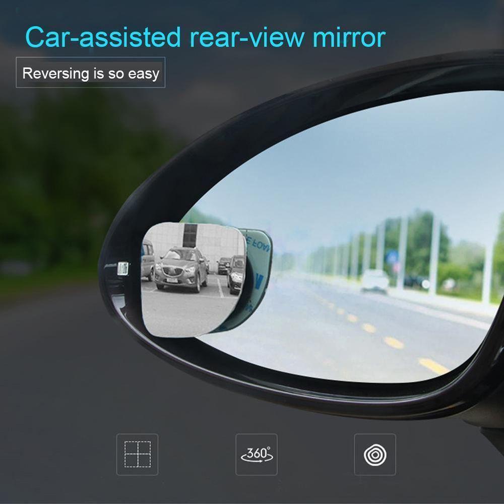 Top 2Pcs Cermin Blind Spot Untuk Tampilan Belakang Parkir Wide Angle Adjustable Rotasi 360derajat