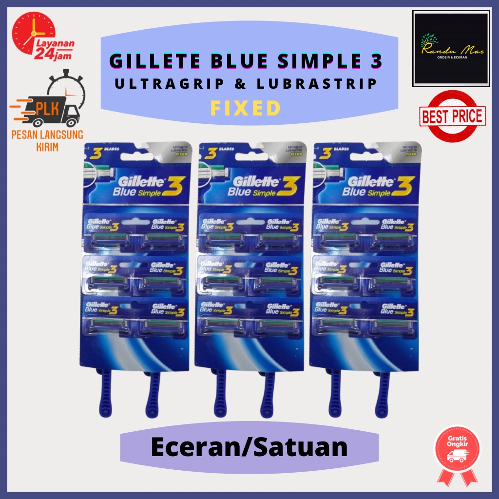 Gillete Pisau Cukur Ganda Kumis Alat Pangkas Jenggot Gilette Goal Blue Simple 3 Stainless Steel Super Tajam