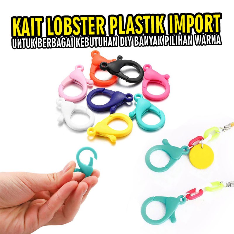 Kait lobster udang kalung plastik warna warni aklirik anti karat gantungan kunci