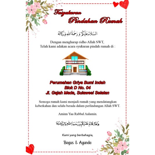 Kartu Syukuran Pindahan Rumah