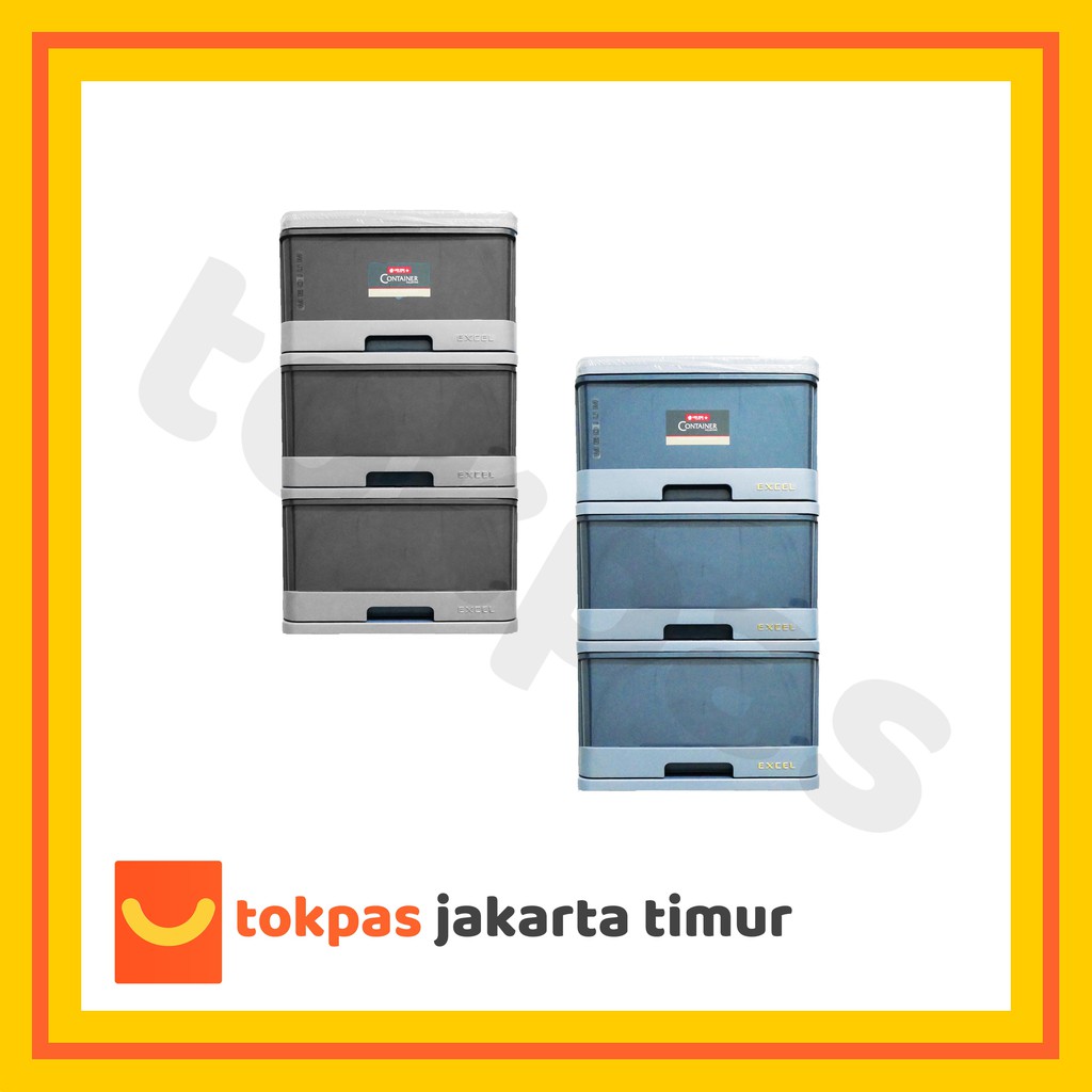 Lemari Laci Plastik Lion Star Susun 3 Excel Container M 3 XC 2 Kabinet