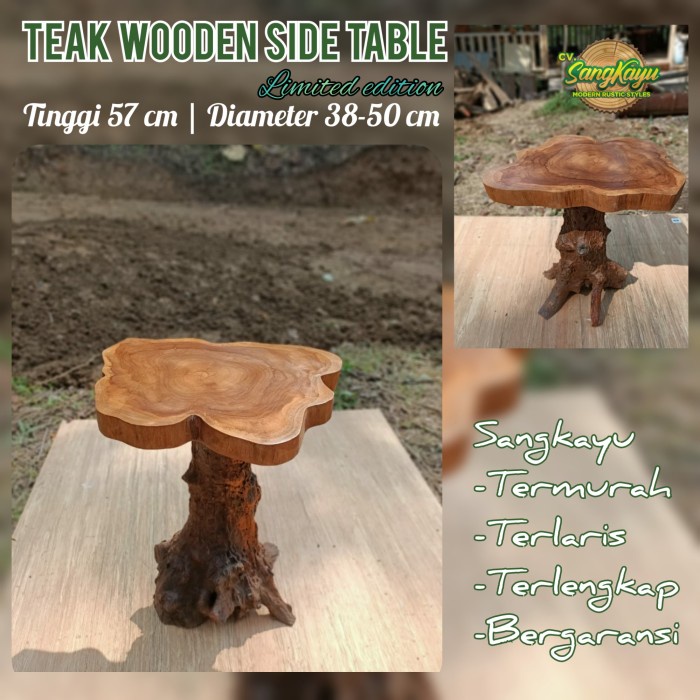 Meja kayu jati unik amazing teak wood wooden table Coffeetable side 12