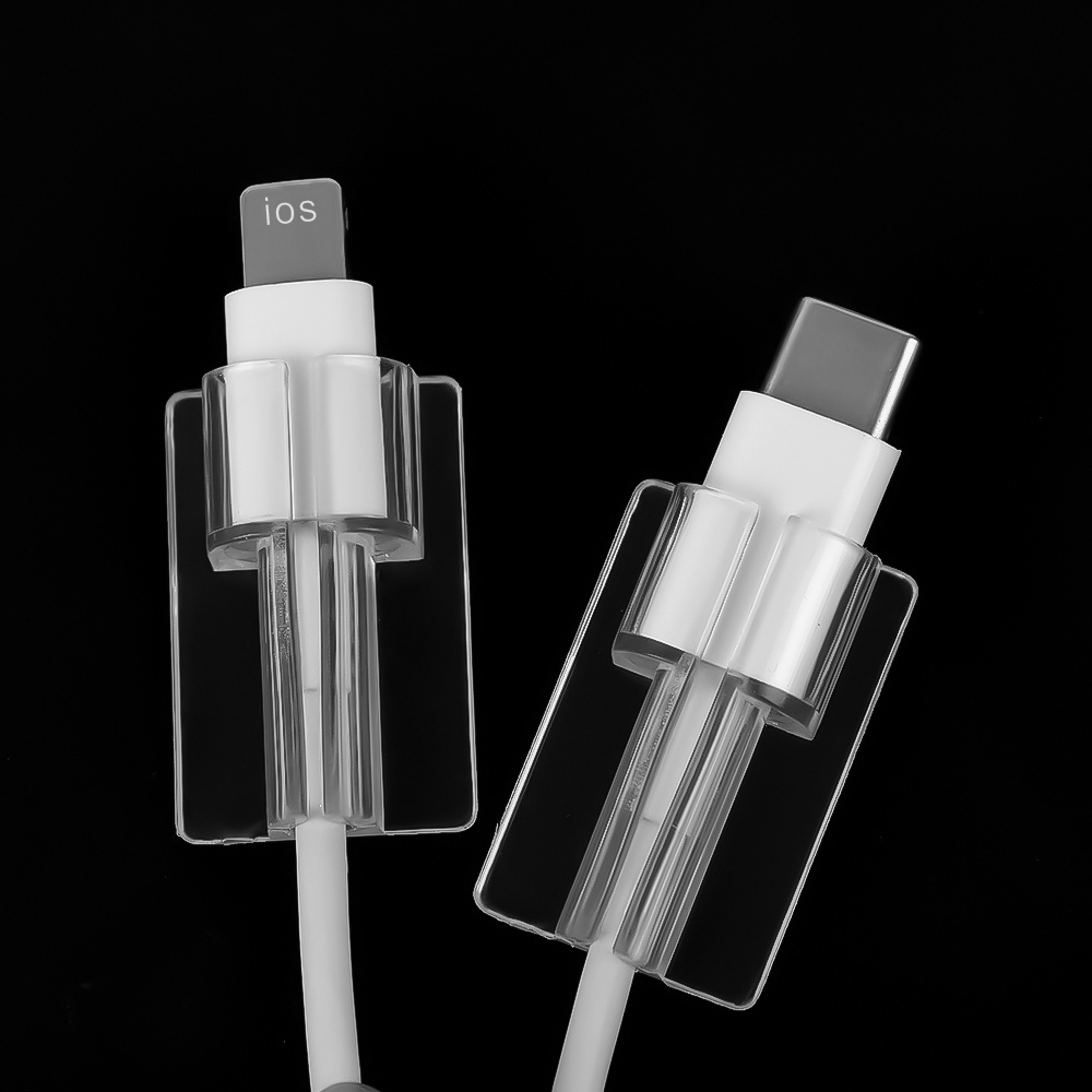 1 / 5Pcs Klip Pengencang Kabel Charger USB Bahan TPU Transparan Dapat Digunakan Kembali Untuk iphone