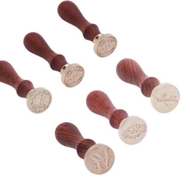 

.!>821ZE Sealing Wax Stamp with Wood Handle - Love Series - L O V E