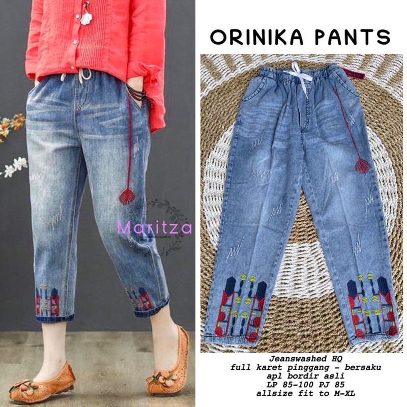 ORINIKA PANTS (CELANA BOYFRIEND JEANS) BORDIR ETNIC