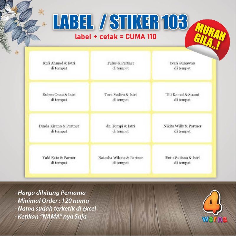 

LABEL STIKER 103 UNDANGAN MURAH