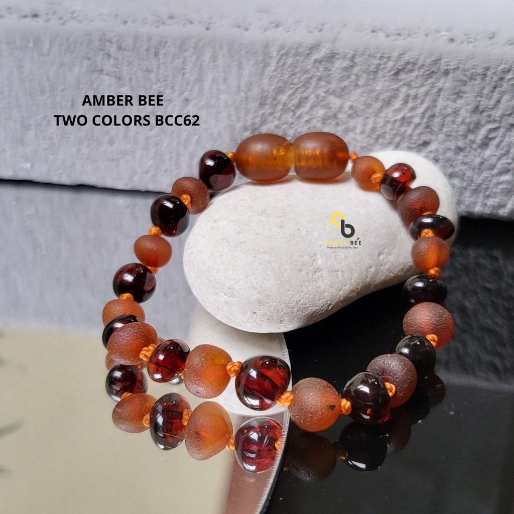 Gelang Amber Baltic Lithuania Bayi &amp; Anak Premium Mix Cherry Cognac By Amber Bee BMCC62