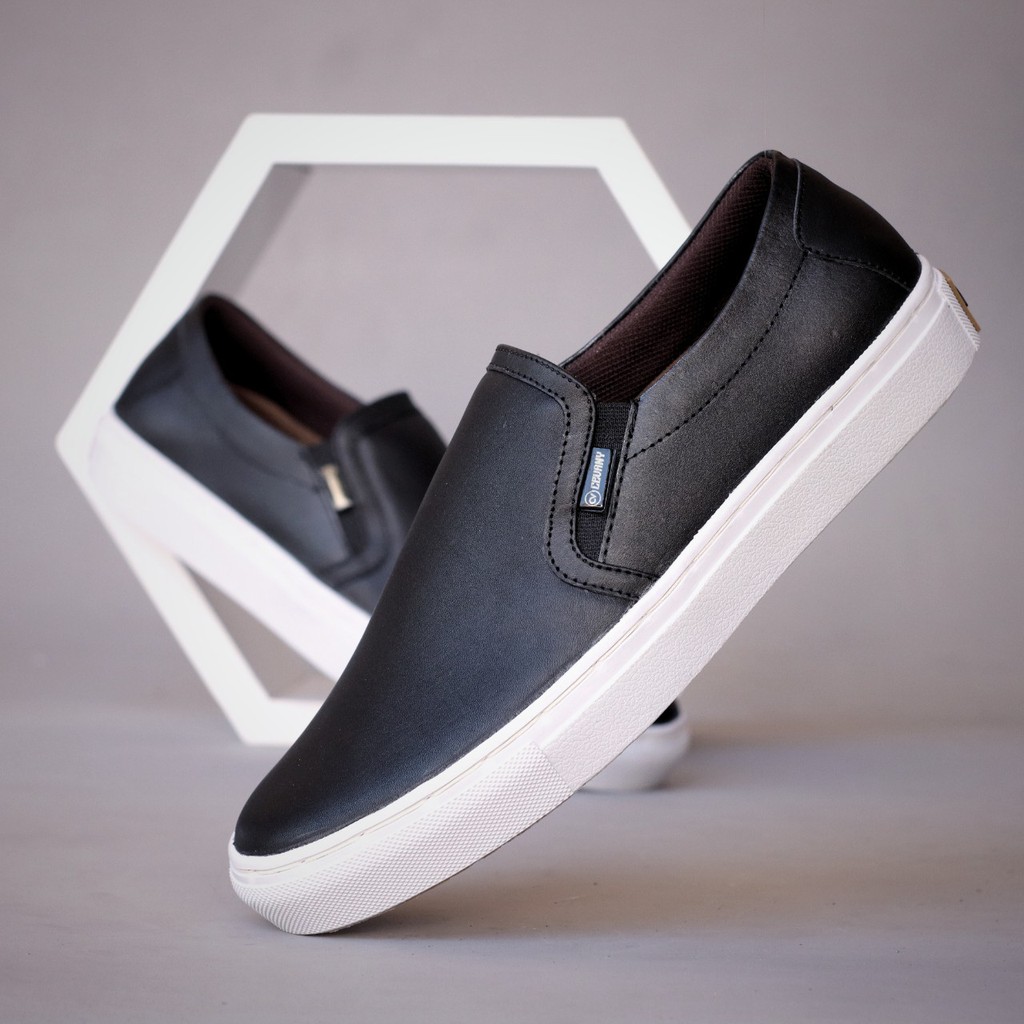 PROMO  Sepatu Slip On Pria Kulit Asli Cevany Mori // Sepatu Pria Kasual Slop Pansus