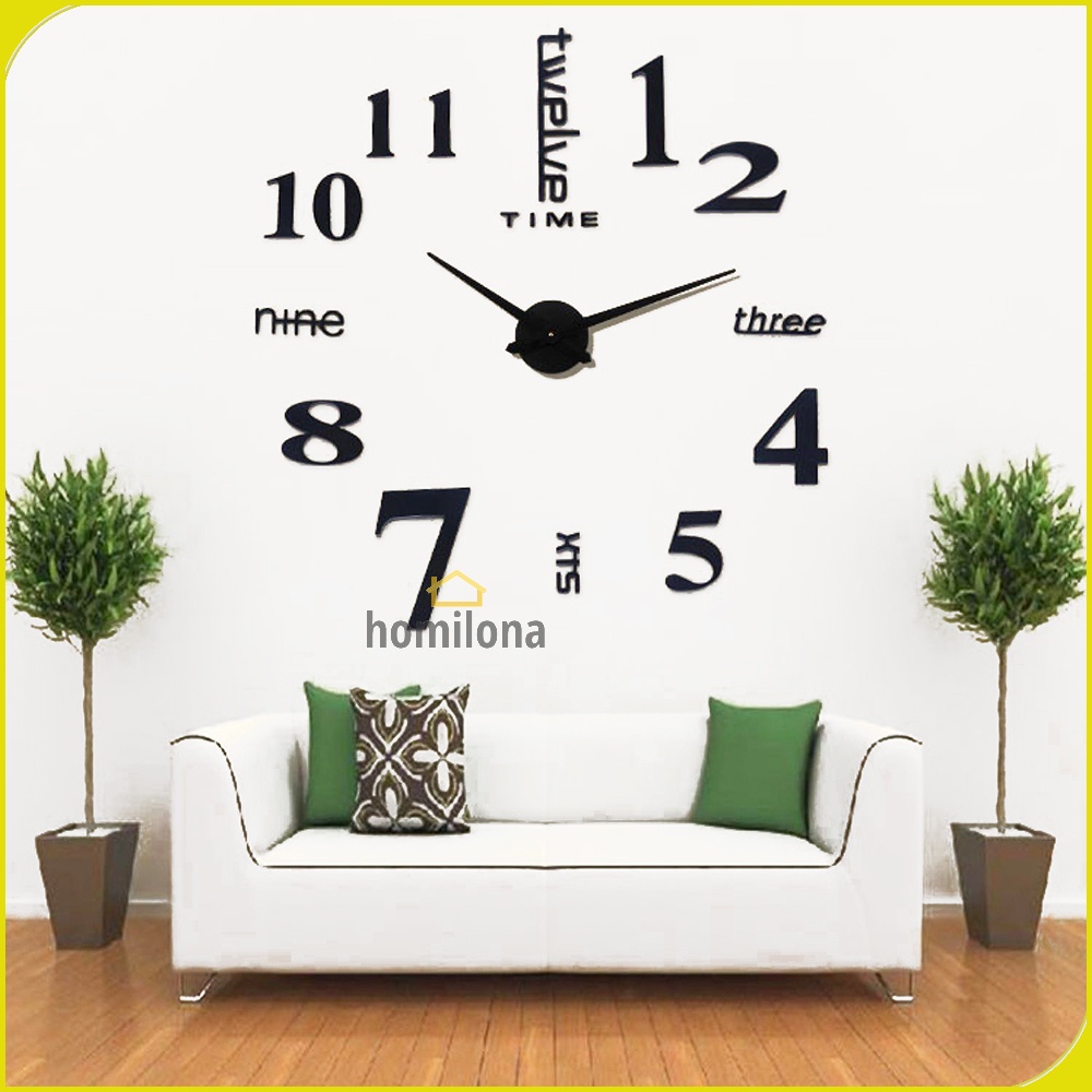 Jam Dinding Besar DIY Giant Wall Clock Quartz Creative Design 90-100cm - Taffware DIY-101 - Black Silver Gold