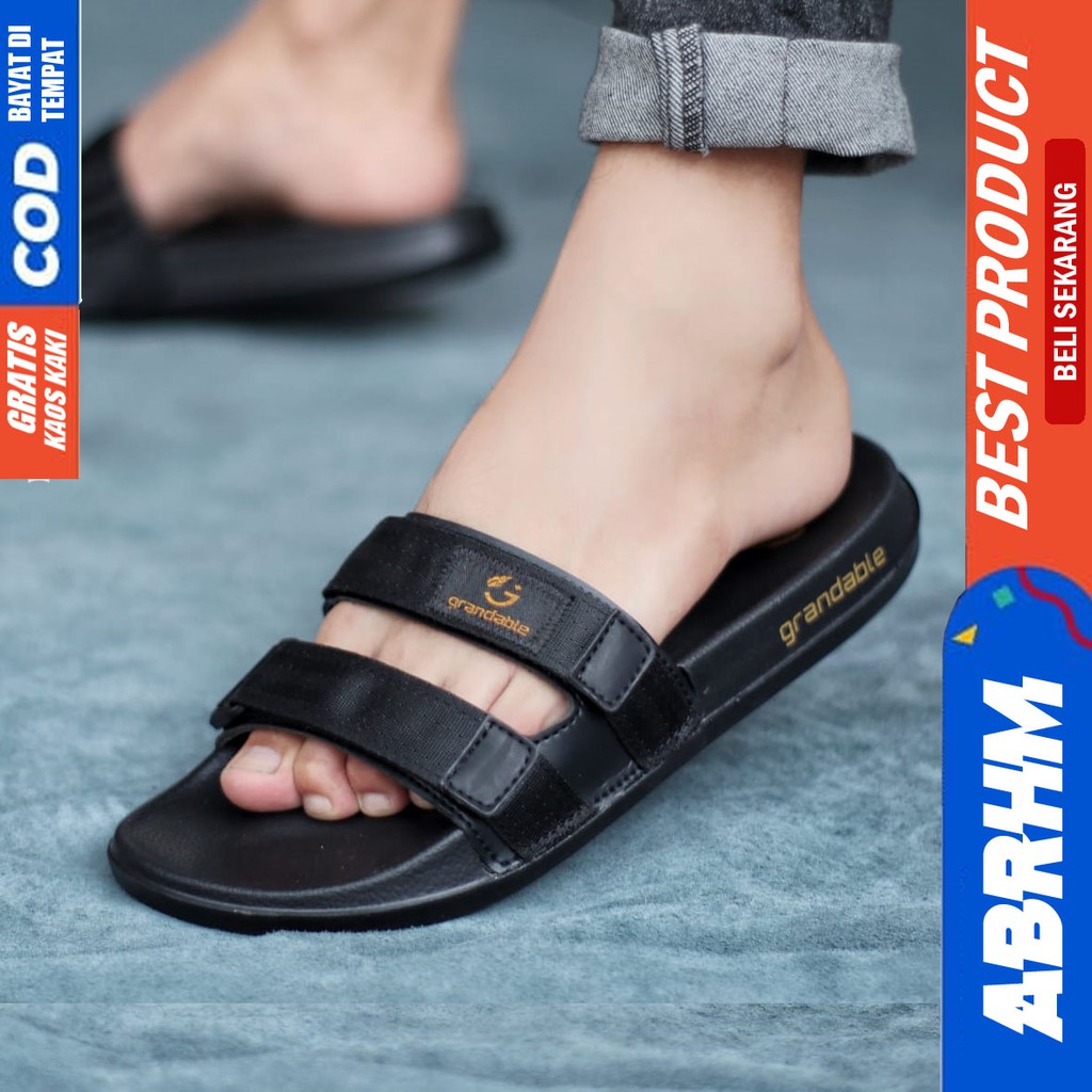 ABRHM x CHUTA Sandal Slide Pria Kekinian Sandal Slop Pria Kulit Pu Sendal Selop Cowok / Cowo Ori