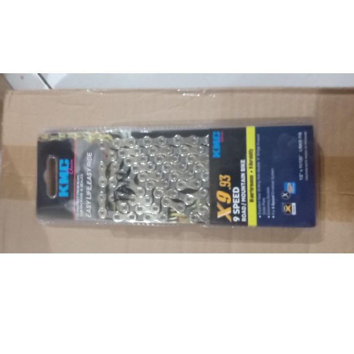 Ready Stock rantai 9 speed merk KMC warna silver type X9.93 link 116 .,.,.