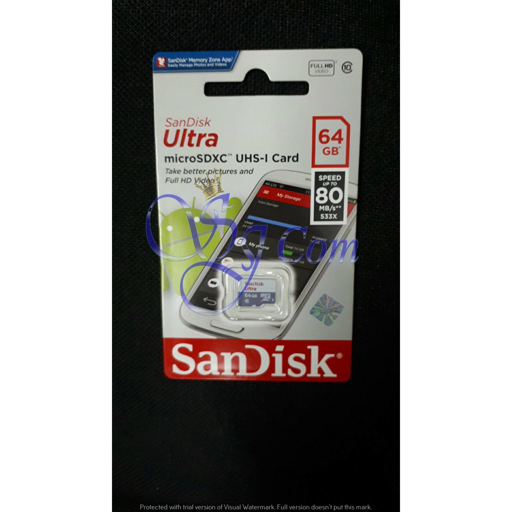 SanDisk MicroSD Card 64GB Ultra CLASS10 80Mbps NEW-GARANSI RESMI