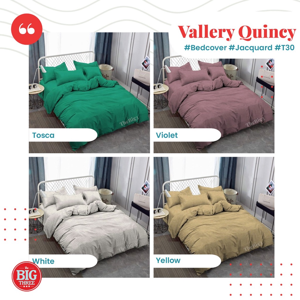 BEDCOVER + Sprei Polos 200x200 Tinggi 30 QUINCY VALLERY warna - Super King 200 - Internal - BC VAL