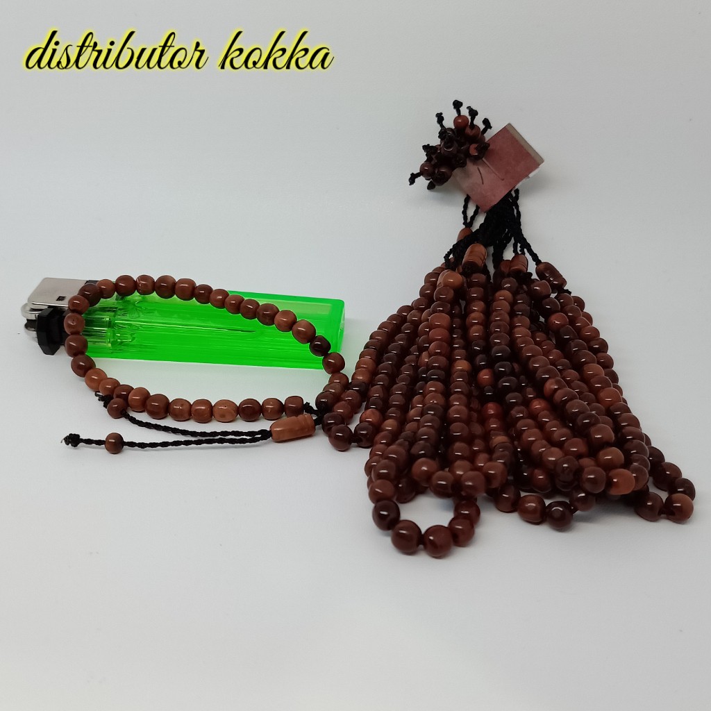 ( SUPER MURAH ) Paket hemat 10 pcs gelang tasbih Kokka kaukah  bulat kpl  33 coklat