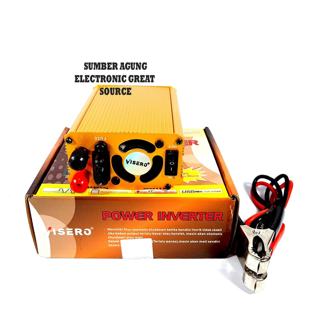 Visero Power Inverter VIO300W 300W USB DC 12V to AC 230V Battery