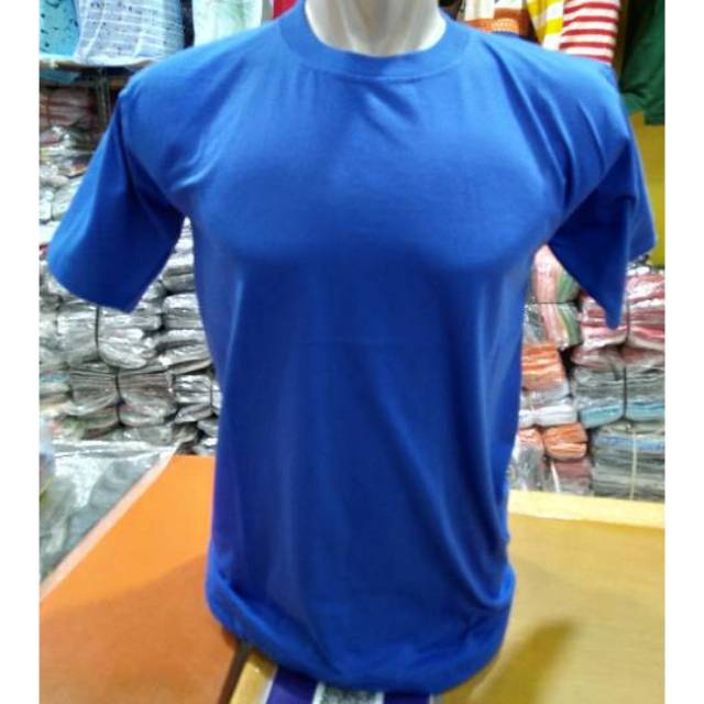 Kaos polos katun combed warna biru benhur