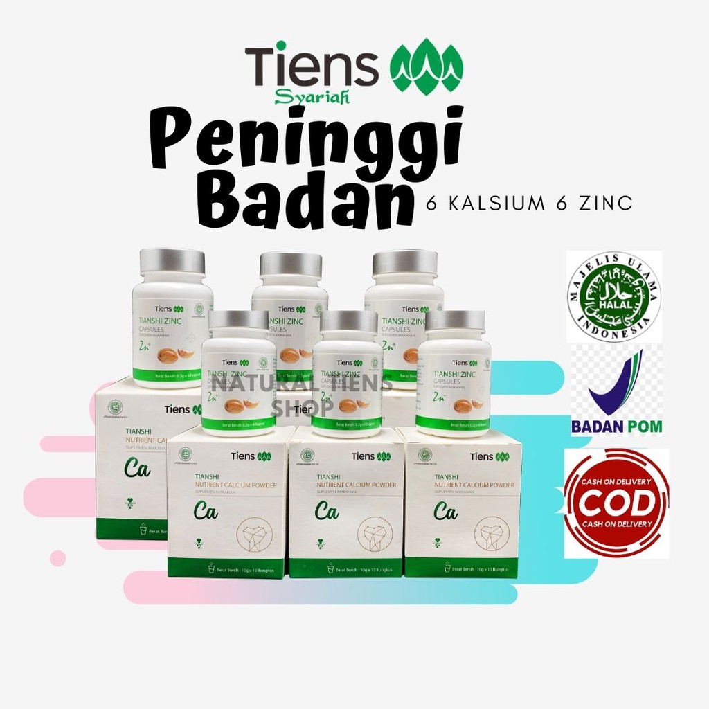 

BELI Peninggi Badan Tiens AMPUH Paket Jumbo 2 Bulan Tinggi s/d 10 cm [6 Susu Kalsium NHCP + 6 Zinc]