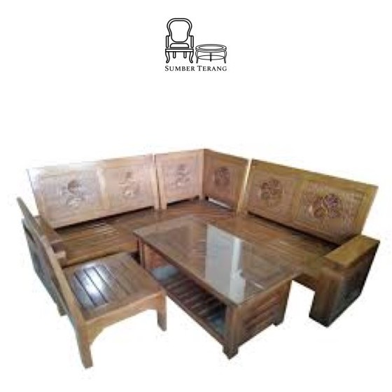 Kursi Tamu Sudut Jati Minimalis / Kursi L Jati / Kursi Jati