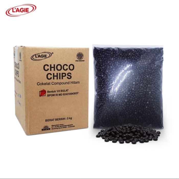 Coklat Choco Chip Kiloan 1/2 Bulat / Chocochip / Chocochips 250G - Hitam