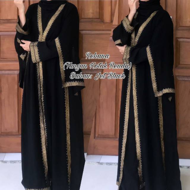 Gallery Exclusive Abaya Hitam Gamis Bordir Turkey Dubai Rehana