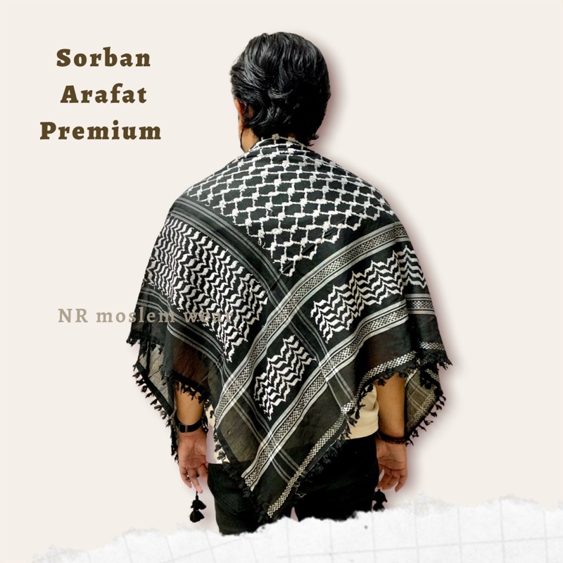 SORBAN ARAFAT PREMIUM HITAM PUTIH