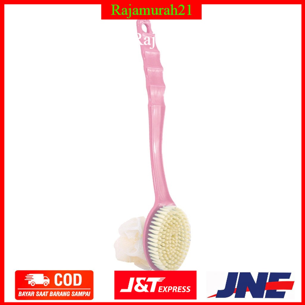 Sikat Mandi Bath Brush Back Rubbing with Shower Puff - LF73009 - Pink