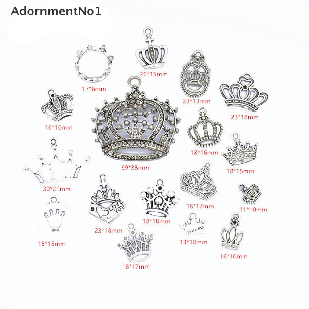 (AdornmentNo1) 17pcs / Set Liontin Mahkota Vintage Bahan Alloy Warna Silver Untuk DIY Perhiasan