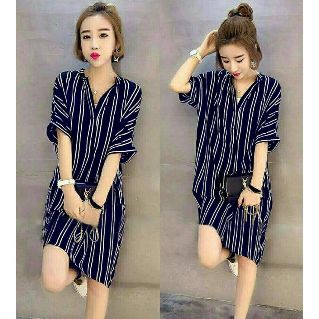 B6 SQ 0832 TUNIK CHARMI TUNIK KEMEJA PUTIH KOTAK KECIL HITAM WANITA MURAH CEWEK GAUL TRENDY MODIS
