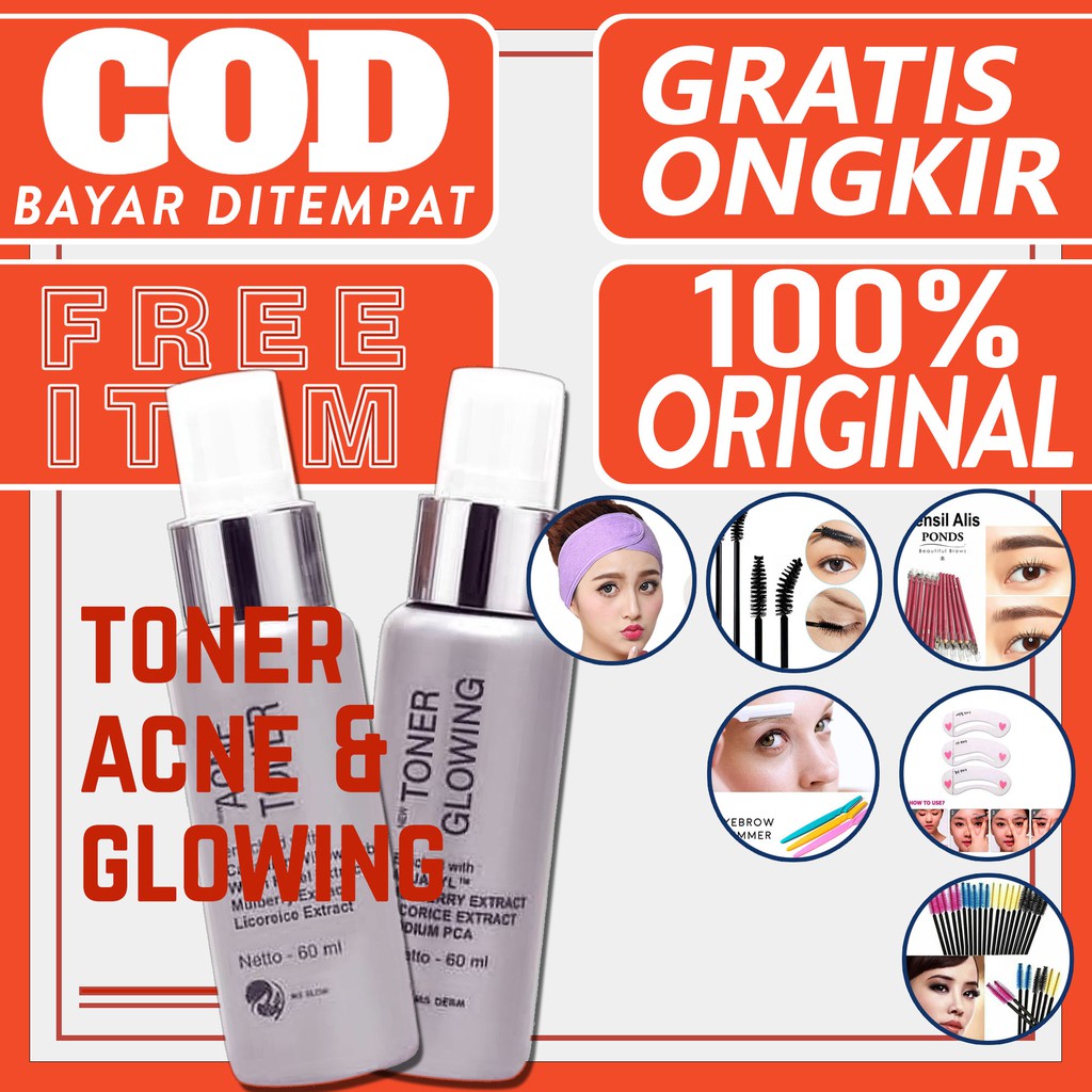 Toner MS GLOW ORIGINAL Glowing Acne Pencerah Wajah Ampuh Mencegah Jerawat Flek Krim Cream Farmasi