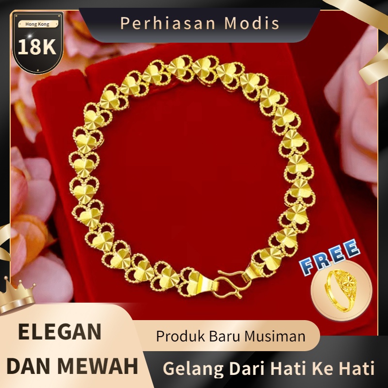 Gelang Wanita Emas Hong Kong Gelang Fashion Emas Murni Hadiah Pernikahan-4