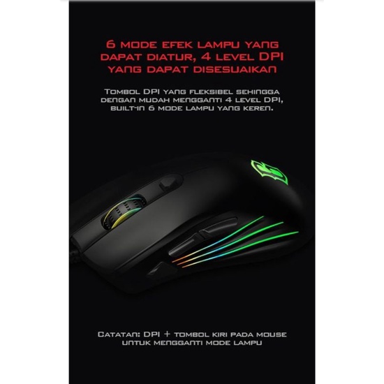 Mouse Pc Game GAMEN GM1500 6400DPI Optical Positioning Technology with 6 Lighting Effects