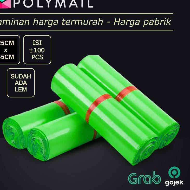 

Ready POLYMAILER ±100PCS 25x35CM HIJAU PUM GLOSSY PLIK POLYMAILER GREEN S0I