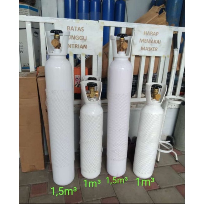 Tabung oksigen 1,5 m³ bekas + isi / tabung oksigen 1,5m3 untuk medis/ikan/industri las