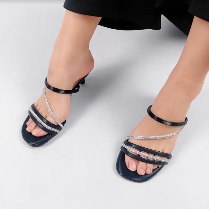 JY MSW 03 Sandal High Heels Open Toe Wanita Slanted Rope Terbaru Import